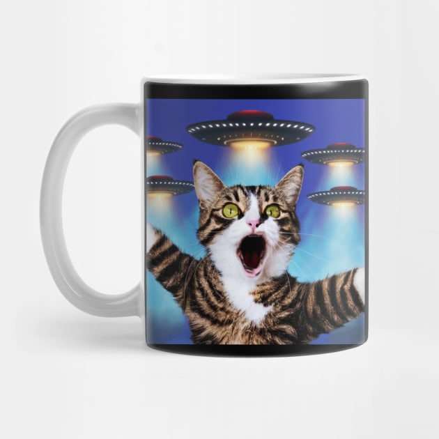 Selfie of Funny Cat And Aliens UFOs 3 by Megadorim